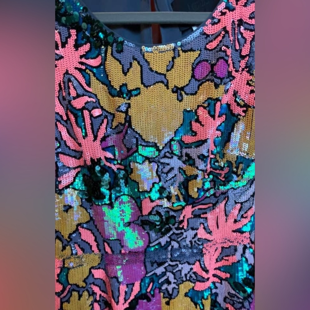 🦄 J Crew Collection sequin tropical dress size 2 - Picture 3 of 7